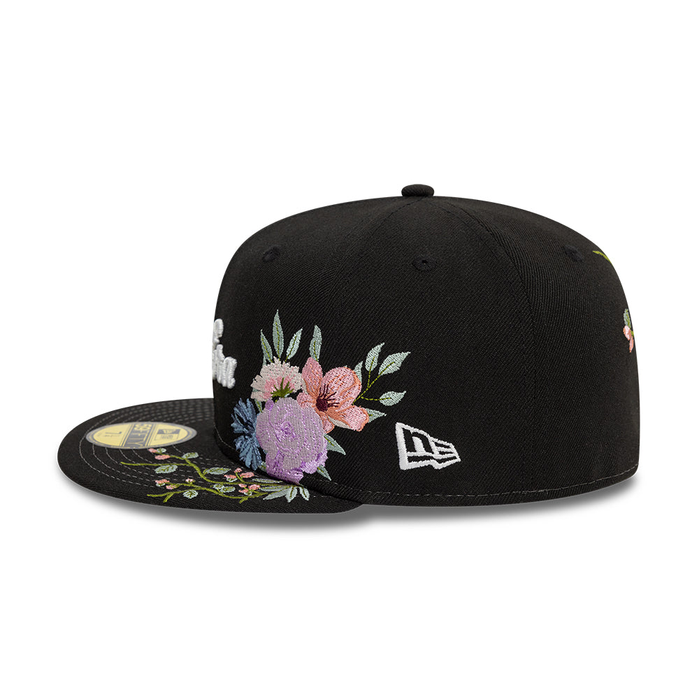 Branded New Era MLB Floral 59Fifty New Era Black/White Official Team Hat Sports Fan Cap Official MLB Team Hat Baseball Fan Cap