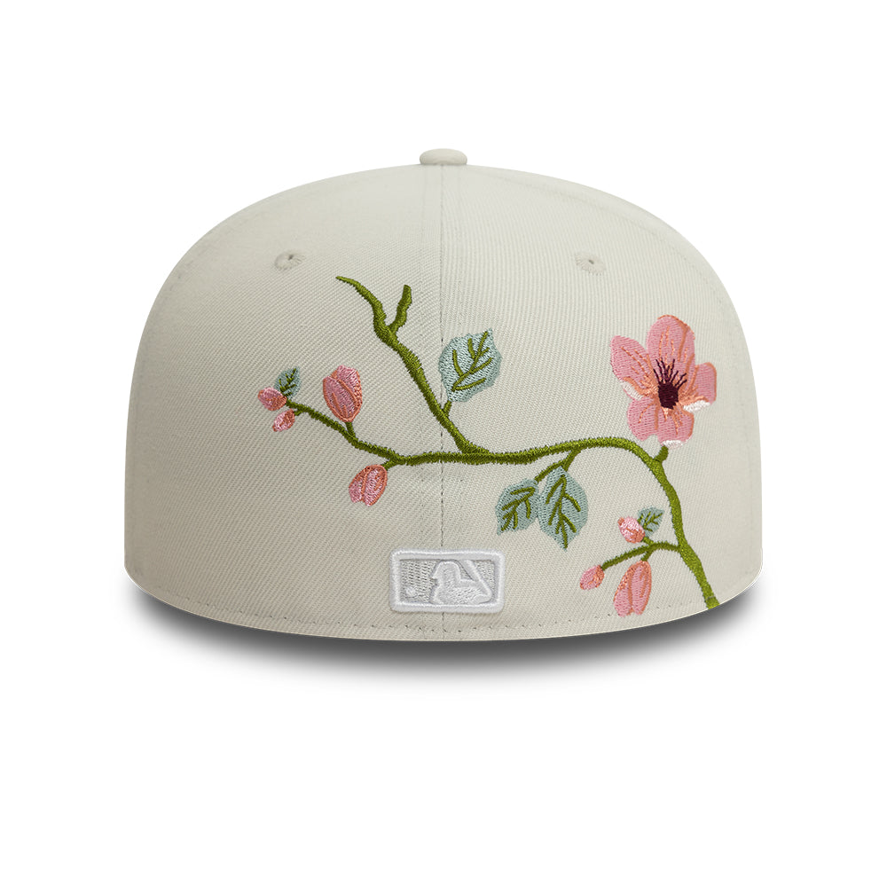 New York Yankees MLB Floral 59Fifty New Era Cream/White Official Team Hat Sports Fan Cap Official MLB Team Hat Baseball Fan Cap