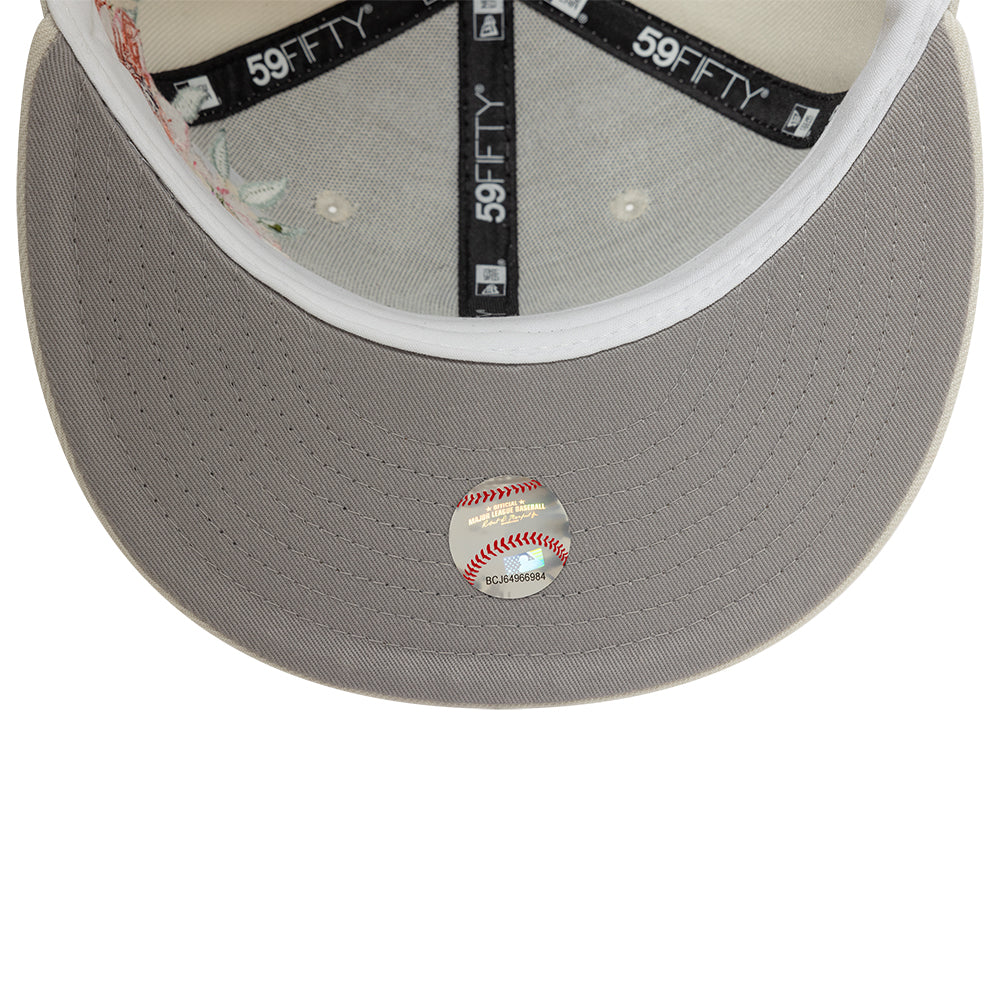 New York Yankees MLB Floral 59Fifty New Era Cream/White Official Team Hat Sports Fan Cap Official MLB Team Hat Baseball Fan Cap