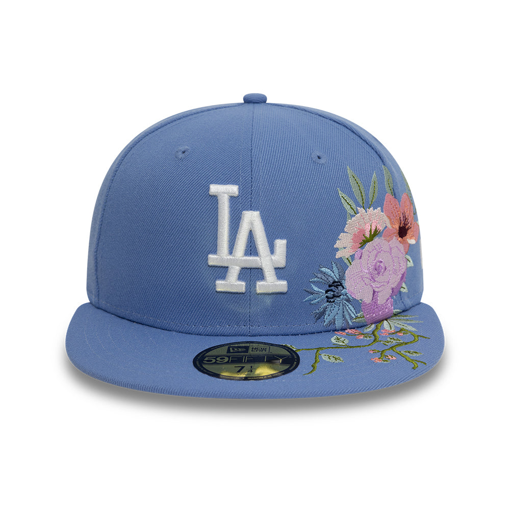 Los Angeles Dodger MLB Floral 59Fifty New Era Light Blue/White Official Team Hat Sports Fan Cap Official MLB Team Hat Baseball Fan Cap