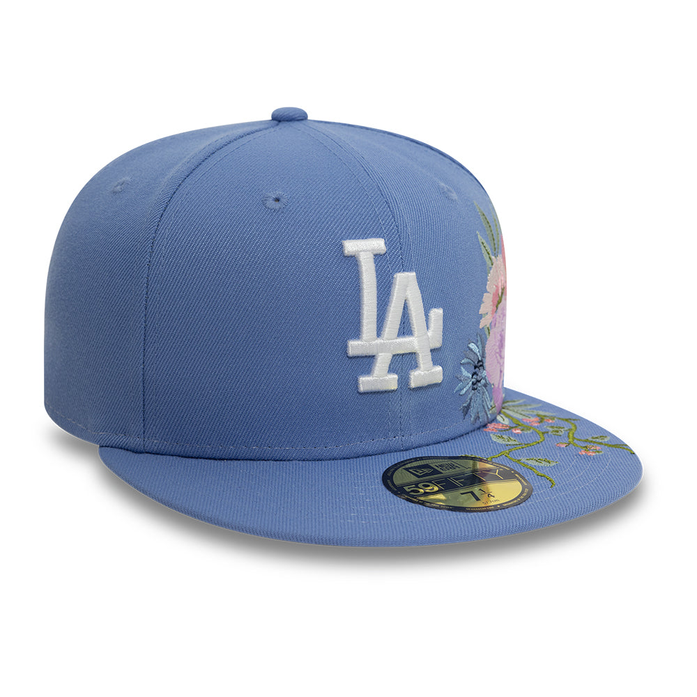 Los Angeles Dodger MLB Floral 59Fifty New Era Light Blue/White Official Team Hat Sports Fan Cap Official MLB Team Hat Baseball Fan Cap
