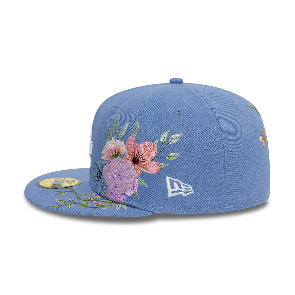 Los Angeles Dodger MLB Floral 59Fifty New Era Light Blue/White Official Team Hat Sports Fan Cap Official MLB Team Hat Baseball Fan Cap