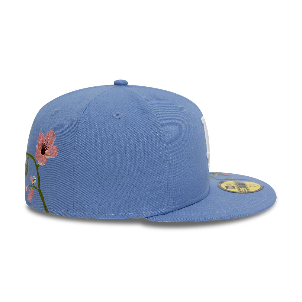Los Angeles Dodger MLB Floral 59Fifty New Era Light Blue/White Official Team Hat Sports Fan Cap Official MLB Team Hat Baseball Fan Cap