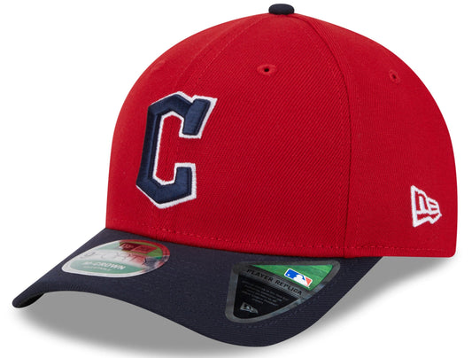Cleveland Guardians Red/Navy New Era Player Replica M-Crown 9FORTY Adjustable Hat Official Team Hat Sports Fan Cap Official MLB Team Hat Baseball Fan