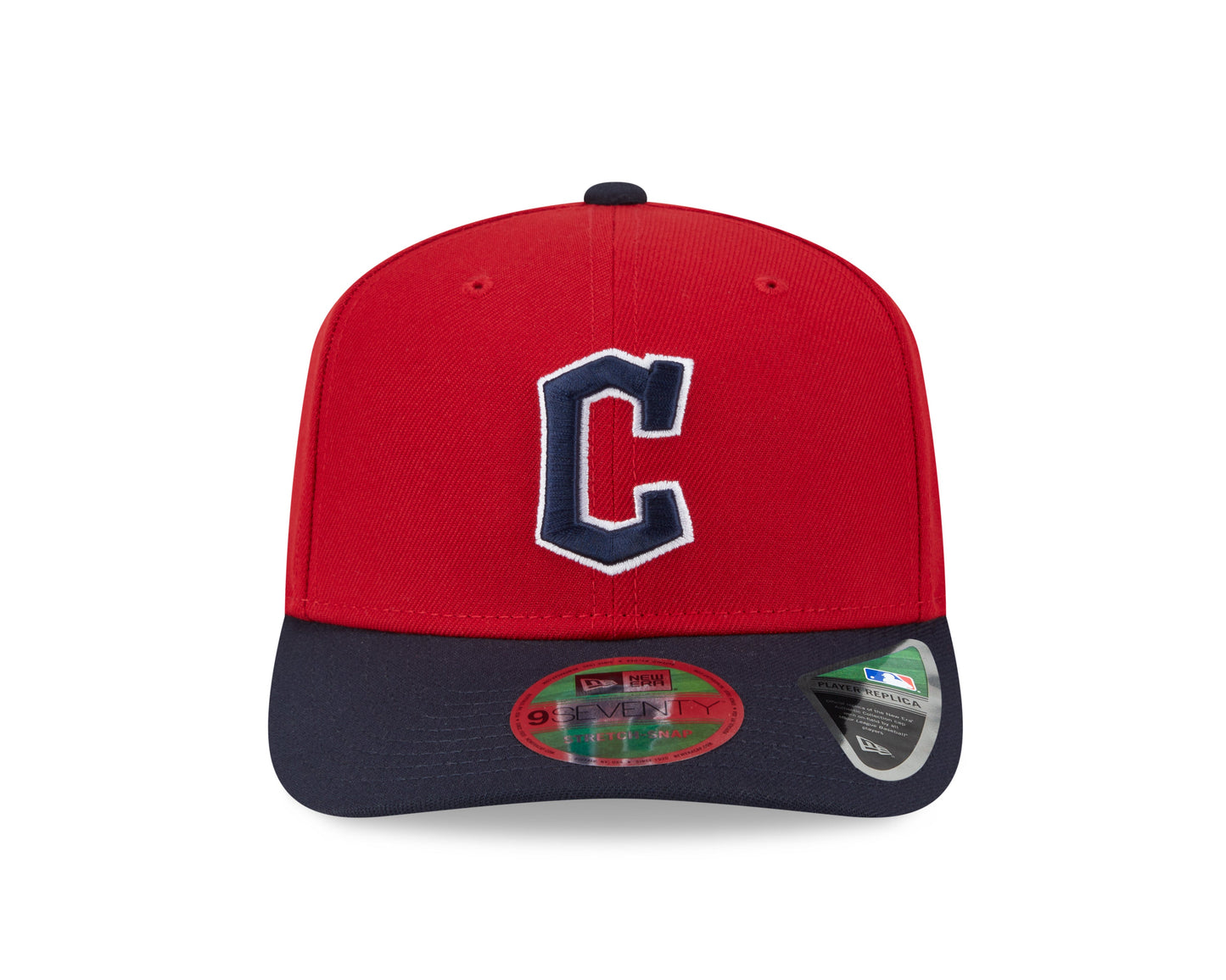 Cleveland Guardians Red/Navy New Era Player Replica 9SEVENTY Stretch Snap Adjustable Hat Official Team Hat Sports Fan Cap Official MLB Team Hat Baseba