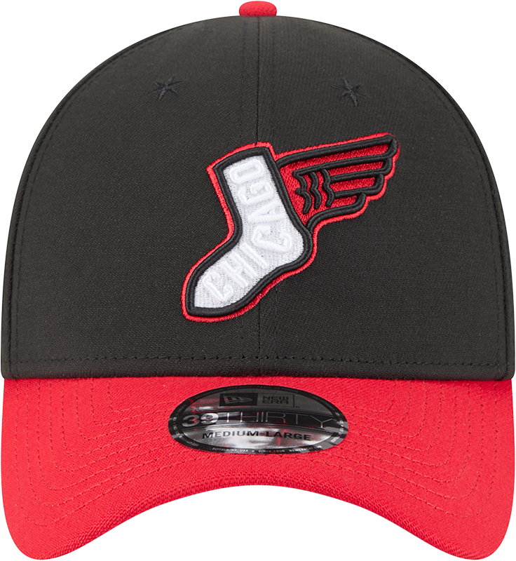 Chicago White Sox 2025 City Connect Alternate Black/Red New Era 39THIRTY Flex Fit Hat Official Team Hat Sports Fan Cap Official MLB Team Hat Baseball