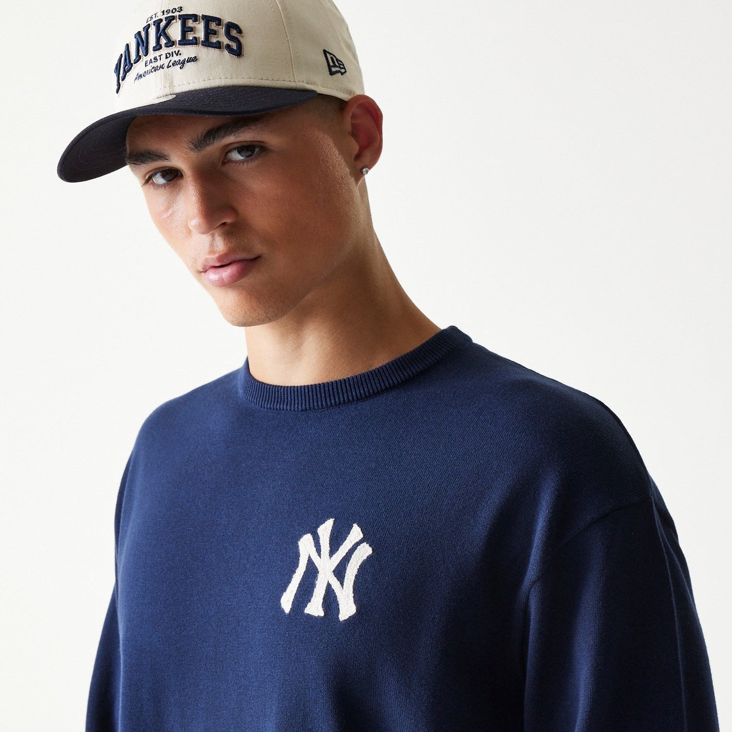 MLB Essential Knit Sweater New York Yankees Navy Official Sports Fan Gear MLB Fan Gear Popular Style