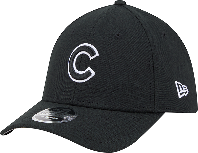 Chicago Cubs New Era M-Crown 39Thirty Black/White Flex Fit Hat Official Team Hat Sports Fan Cap Official MLB Team Hat Baseball Fan Cap