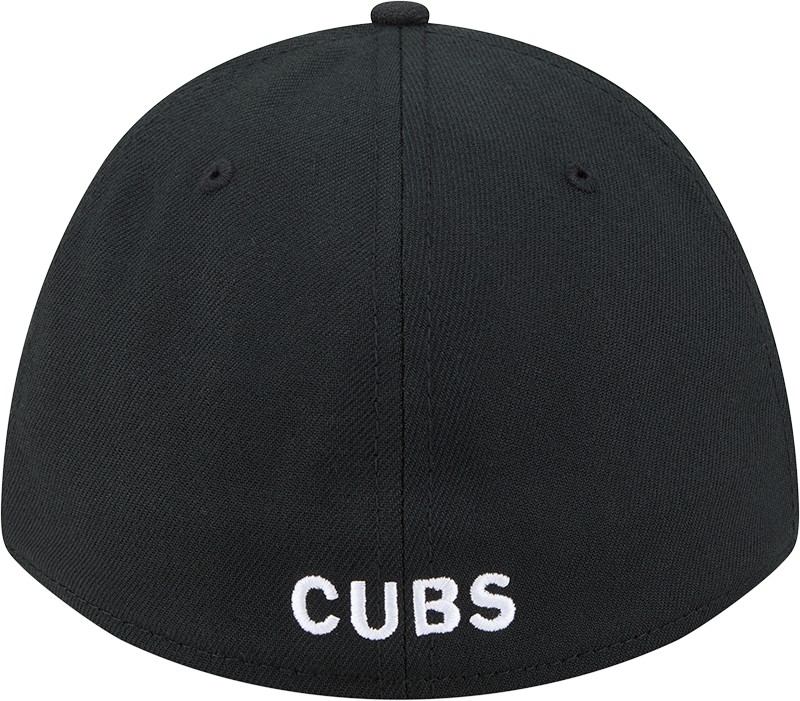 Chicago Cubs New Era M-Crown 39Thirty Black/White Flex Fit Hat Official Team Hat Sports Fan Cap Official MLB Team Hat Baseball Fan Cap
