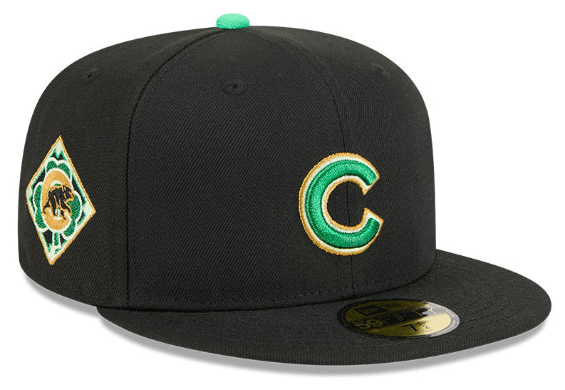 Men's Chicago Cubs New Era Black 2026 St. Patrick's Day Authentic Collection On-Field 59FIFTY Fitted Hat Official Team Hat Sports Fan Cap Official MLB
