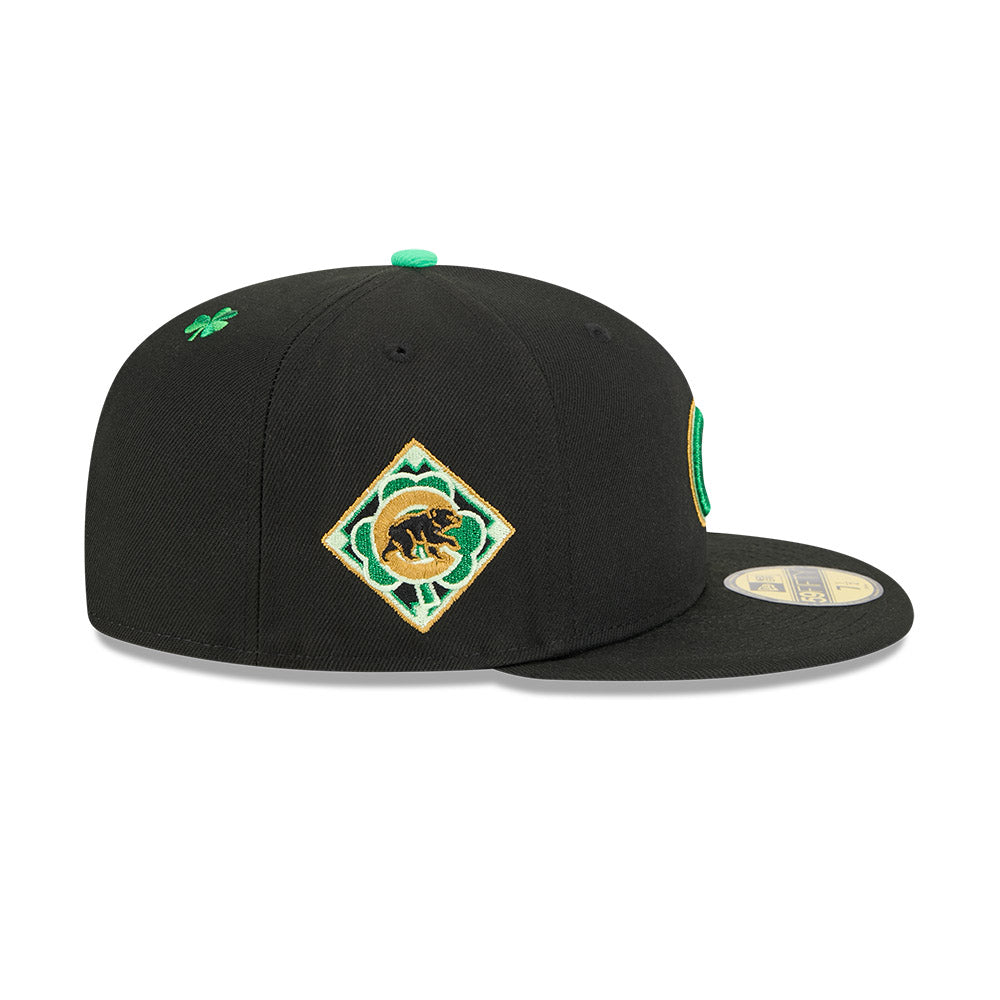 Men's Chicago Cubs New Era Black 2026 St. Patrick's Day Authentic Collection On-Field 59FIFTY Fitted Hat Official Team Hat Sports Fan Cap Official MLB