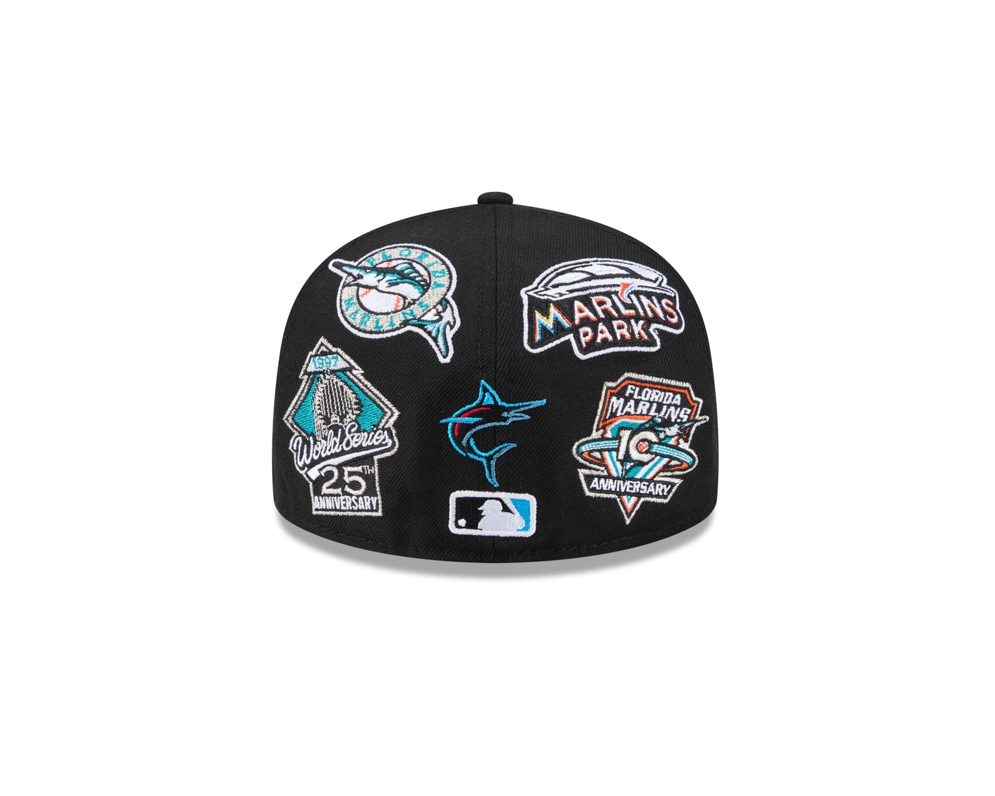 Miami Marlins MLB All Over Patch 59FIFTY New Era Official Team Hat Sports Fan Cap Official MLB Team Hat Baseball Fan Cap