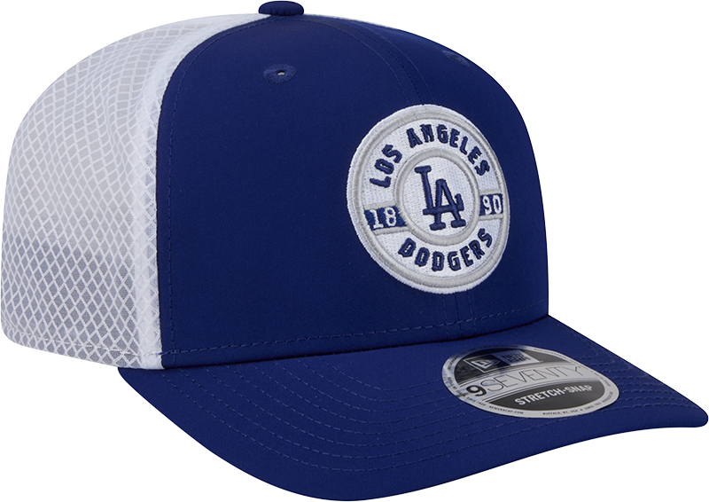 Men's Los Angeles Dodgers New Era Circle Patch 9SEVENTY Trucker Adjustable Hat Official Team Hat Sports Fan Cap Official MLB Team Hat Baseball Fan Cap