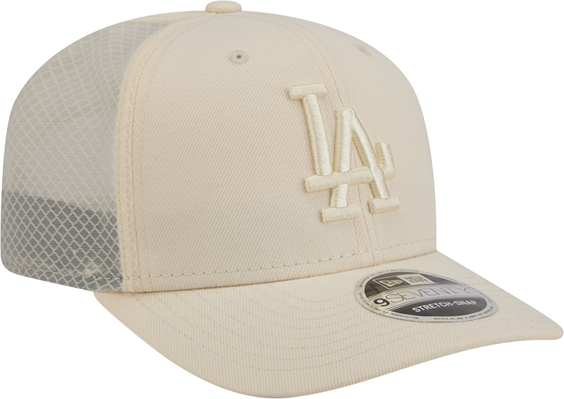 Men's Los Angeles Dodgers New Era Light Beige Color Pack 9SEVENTY Trucker Adjustable Hat Official Team Hat Sports Fan Cap Official MLB Team Hat Baseba