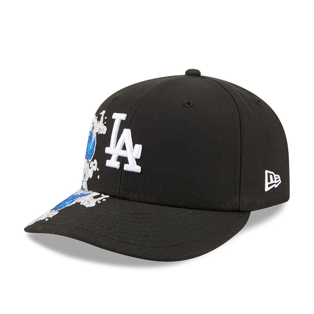 Los Angeles Dodgers MLB Waves 59FIFTY Fitted New Era Black/White Official Team Hat Sports Fan Cap Official MLB Team Hat Baseball Fan Cap