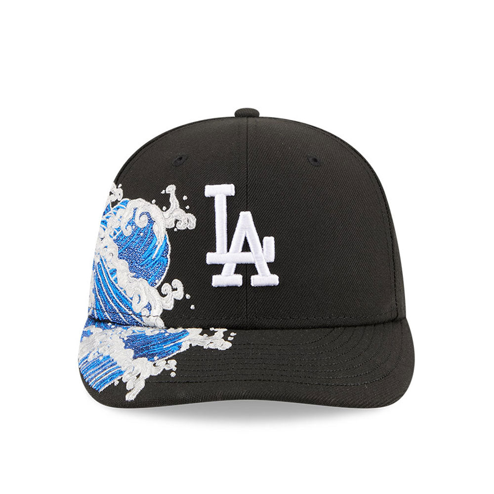 Los Angeles Dodgers MLB Waves 59FIFTY Fitted New Era Black/White Official Team Hat Sports Fan Cap Official MLB Team Hat Baseball Fan Cap
