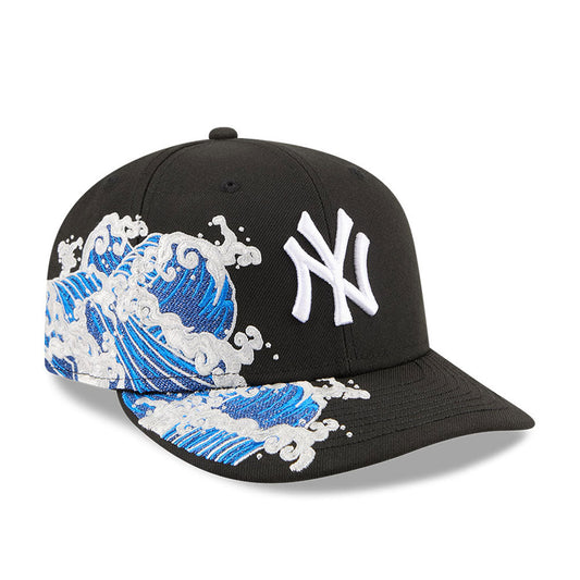 New York Yankees MLB Waves 59FIFTY Fitted New Era Black/White Official Team Hat Sports Fan Cap Official MLB Team Hat Baseball Fan Cap