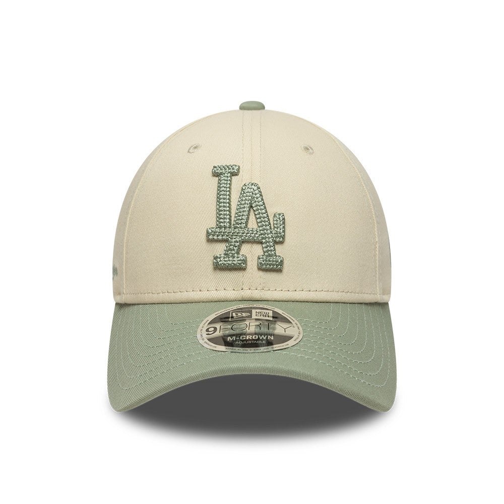 Los Angeles Dodgers MLB 9FORTY M-Crown New Era Cream/Green Official Team Hat Sports Fan Cap Official MLB Team Hat Baseball Fan Cap