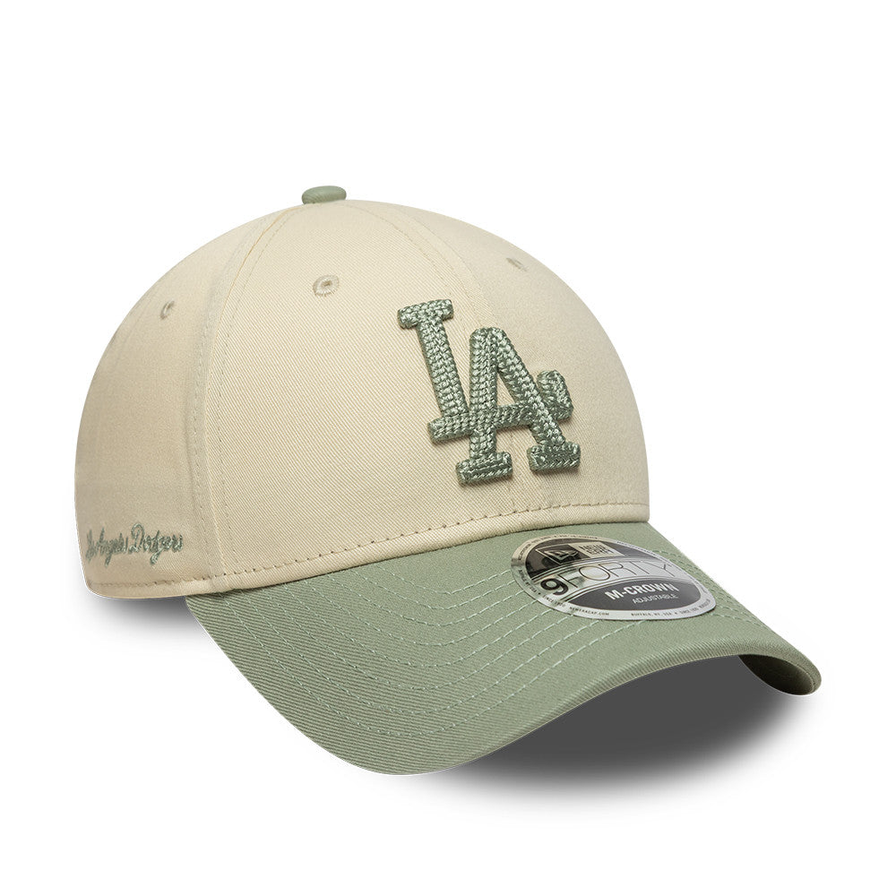 Los Angeles Dodgers MLB 9FORTY M-Crown New Era Cream/Green Official Team Hat Sports Fan Cap Official MLB Team Hat Baseball Fan Cap