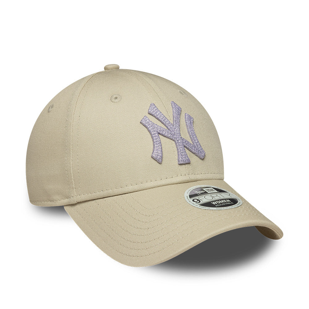 New York Yankees MLB Womens Metallic 9Forty Strapback Beige/Purple Official Team Hat Sports Fan Cap Official MLB Team Hat Baseball Fan Cap