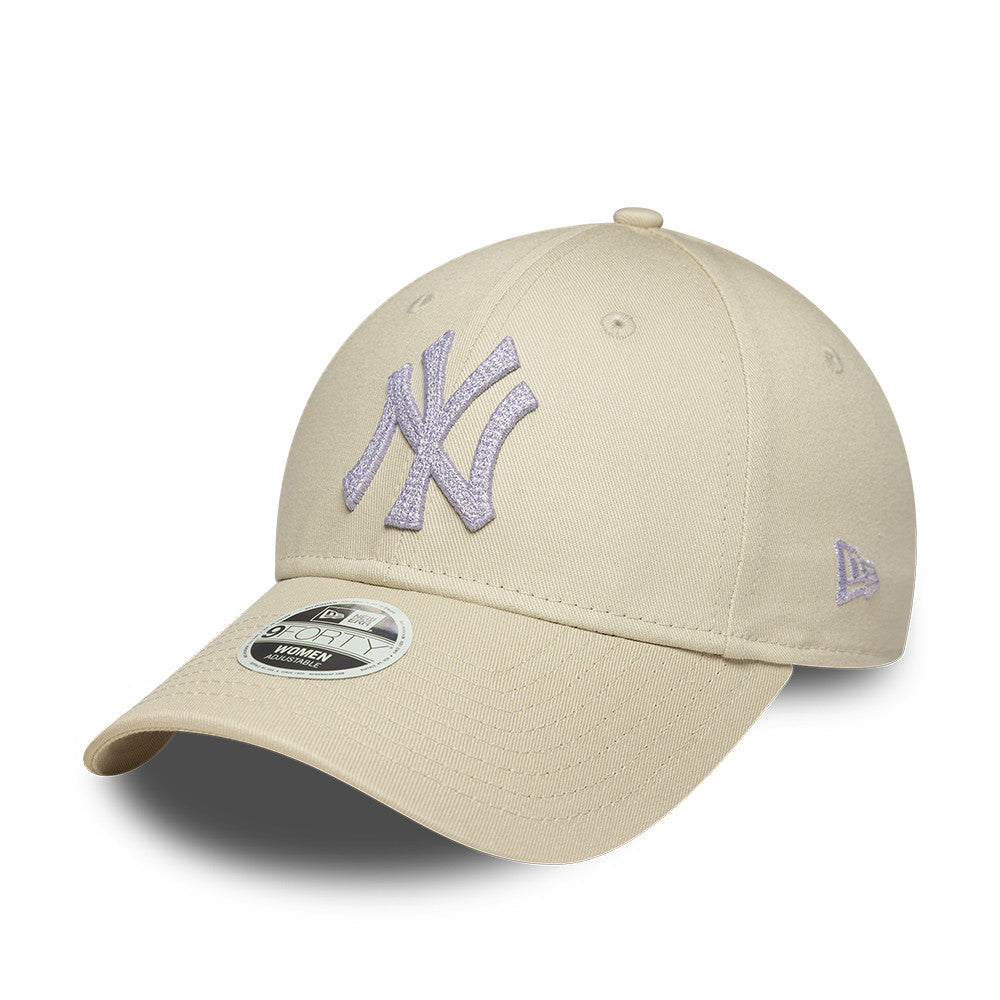 New York Yankees MLB Womens Metallic 9Forty Strapback Beige/Purple Official Team Hat Sports Fan Cap Official MLB Team Hat Baseball Fan Cap