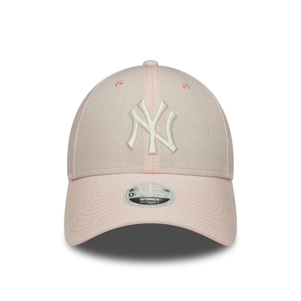 New York Yankees MLB Linnen 9FORTY Women Strapback New Era Pink/White Official Team Hat Sports Fan Cap Official MLB Team Hat Baseball Fan Cap