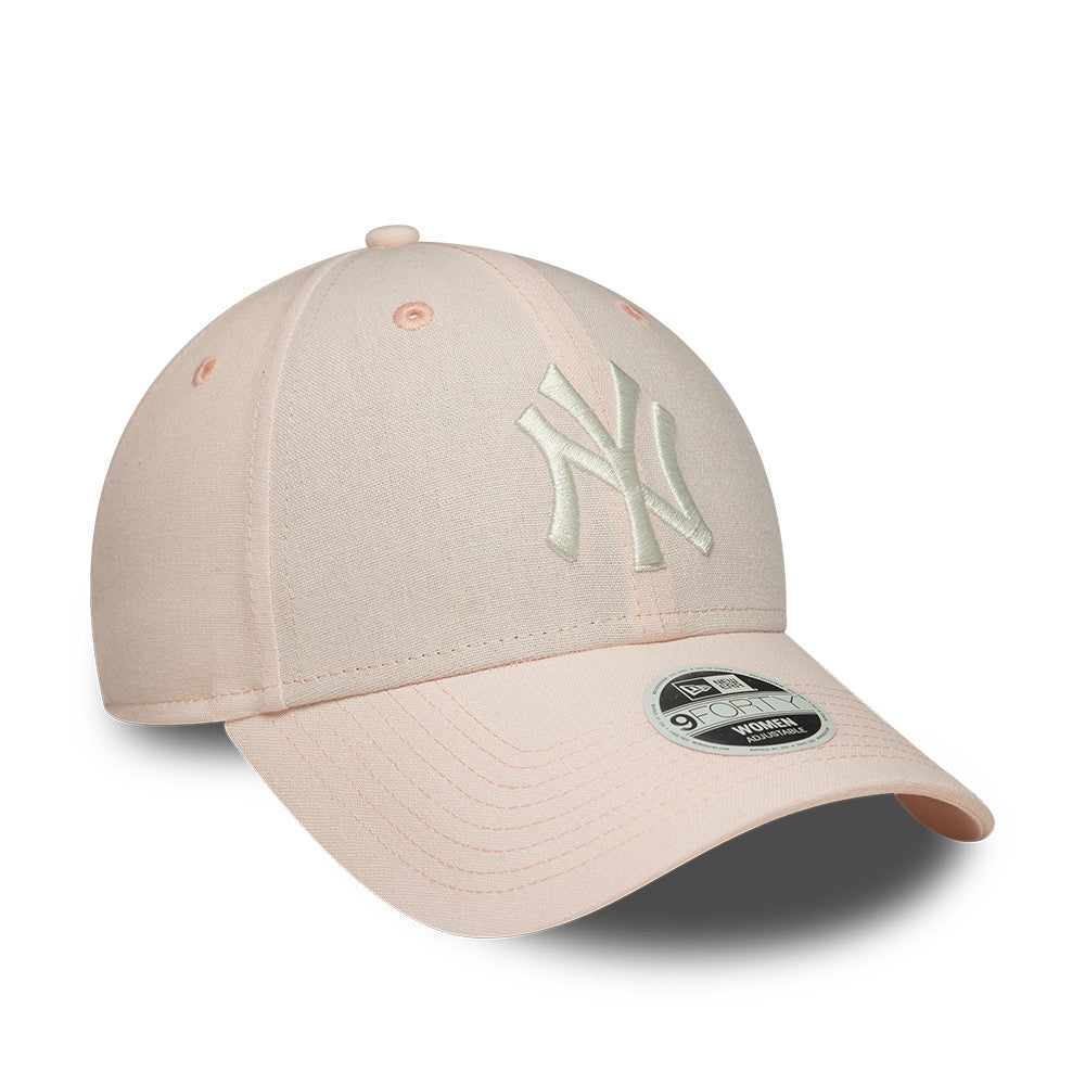New York Yankees MLB Linnen 9FORTY Women Strapback New Era Pink/White Official Team Hat Sports Fan Cap Official MLB Team Hat Baseball Fan Cap