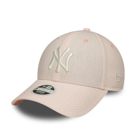 New York Yankees MLB Linnen 9FORTY Women Strapback New Era Pink/White Official Team Hat Sports Fan Cap Official MLB Team Hat Baseball Fan Cap