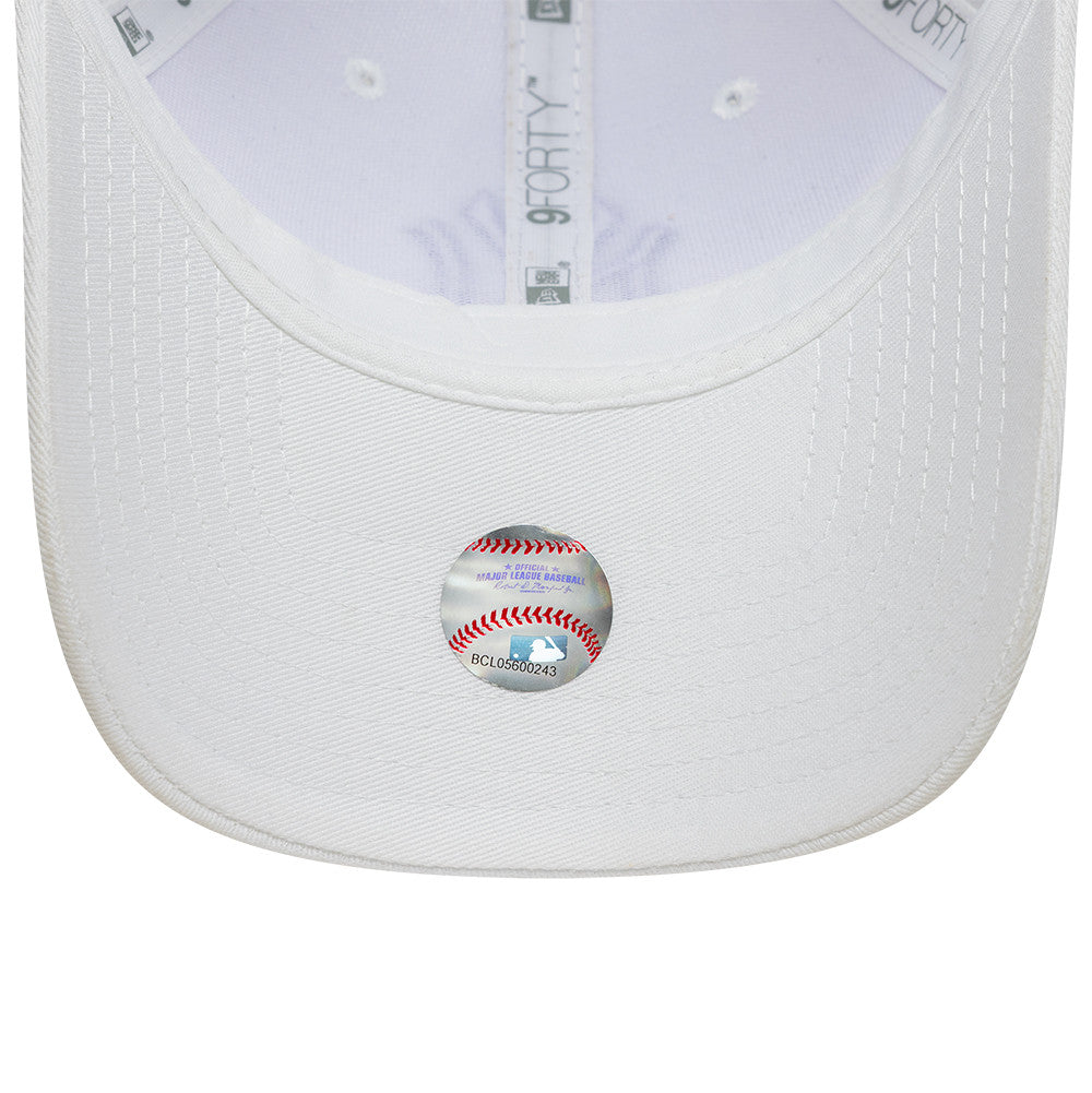 New York Yankees MLB League Essential 9FORTY Women Strapback New Era White/Purple Official Team Hat Sports Fan Cap Official MLB Team Hat Baseball Fan