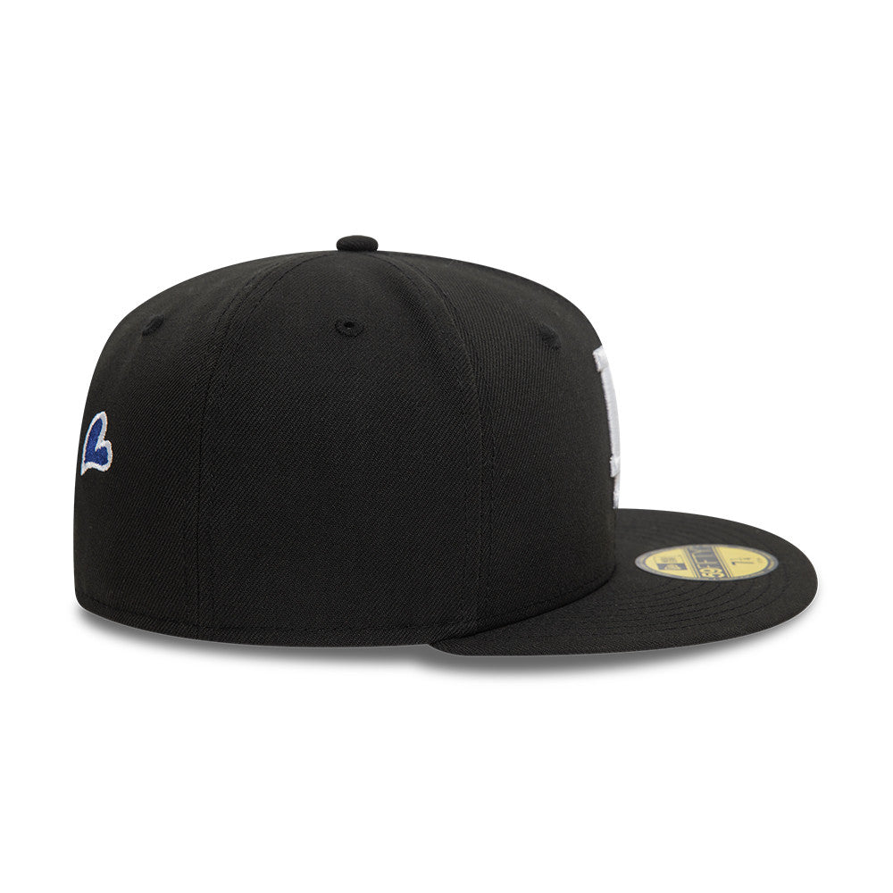 Los Angeles Dodgers MLB Heart Icon 59FIFTY Fitted New Era Black/White Official Team Hat Sports Fan Cap Official MLB Team Hat Baseball Fan Cap