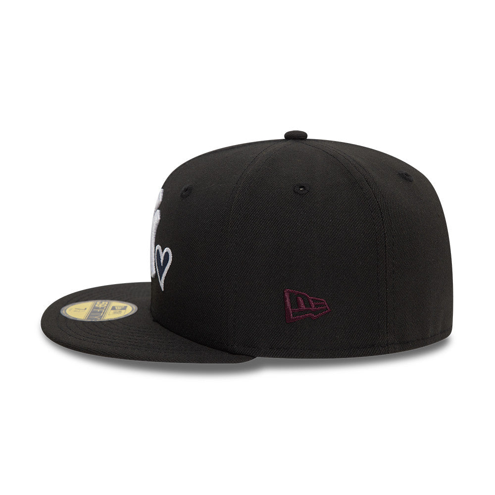 New York Yankees MLB Heart Icon 59FIFTY Fitted New Era Black/White Official Team Hat Sports Fan Cap Official MLB Team Hat Baseball Fan Cap