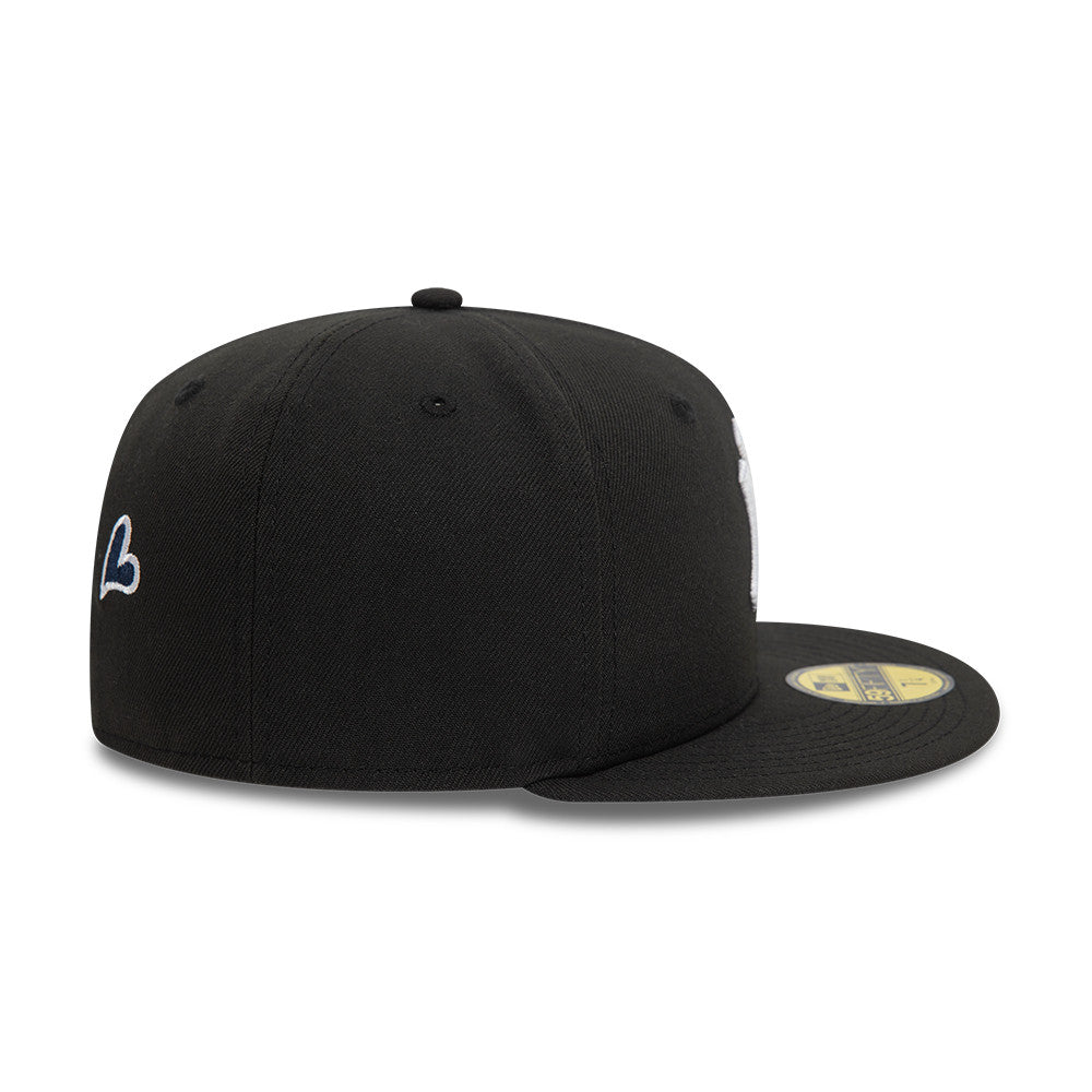 New York Yankees MLB Heart Icon 59FIFTY Fitted New Era Black/White Official Team Hat Sports Fan Cap Official MLB Team Hat Baseball Fan Cap