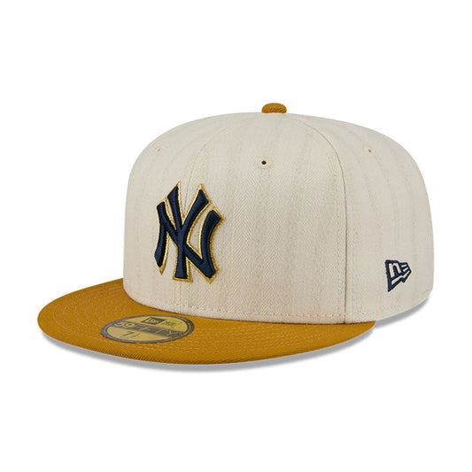 New York Yankees MLB 5950Day New Era Cream/Gold Official Team Hat Sports Fan Cap Official MLB Team Hat Baseball Fan Cap