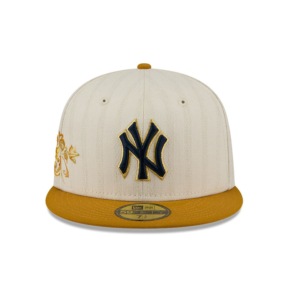New York Yankees MLB 5950Day New Era Cream/Gold Official Team Hat Sports Fan Cap Official MLB Team Hat Baseball Fan Cap
