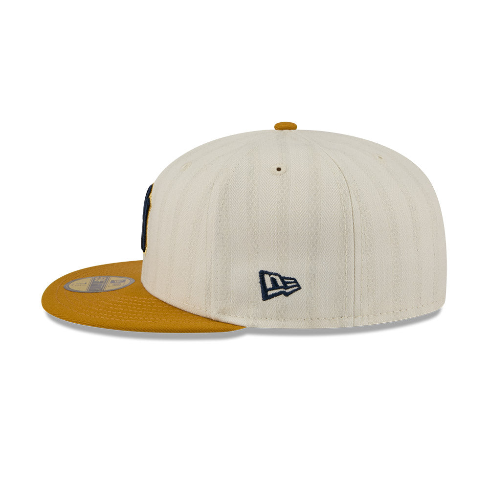 New York Yankees MLB 5950Day New Era Cream/Gold Official Team Hat Sports Fan Cap Official MLB Team Hat Baseball Fan Cap