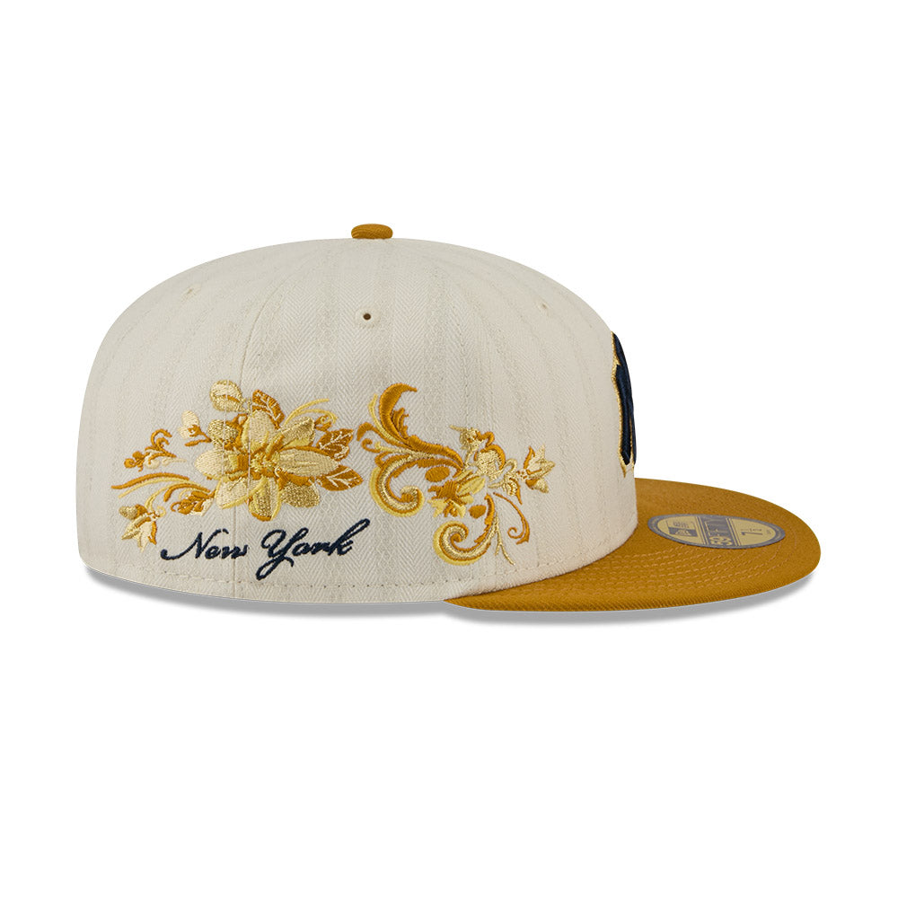 New York Yankees MLB 5950Day New Era Cream/Gold Official Team Hat Sports Fan Cap Official MLB Team Hat Baseball Fan Cap