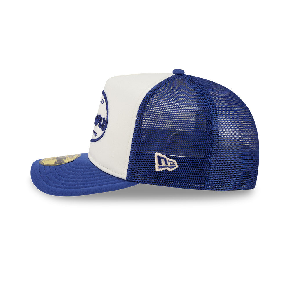 Los Angeles Dodgers MLB 5950 Day Fitted Trucker A-Frame New Era White/Blue Official Team Hat Sports Fan Cap Official MLB Team Hat Baseball Fan Cap