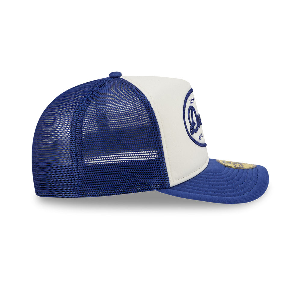 Los Angeles Dodgers MLB 5950 Day Fitted Trucker A-Frame New Era White/Blue Official Team Hat Sports Fan Cap Official MLB Team Hat Baseball Fan Cap
