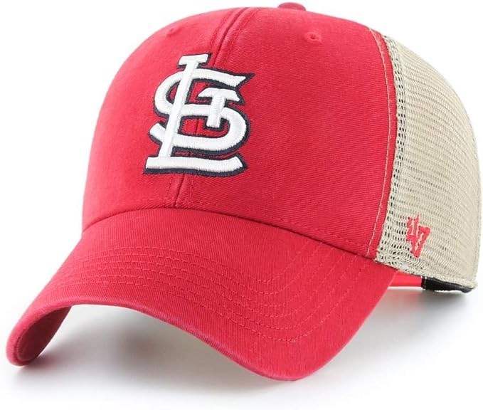 Men's '47 Brand St. Louis Cardinals Flagship Wash MVP Structured Hat Official Team Hat Sports Fan Cap Official MLB Team Hat Baseball Fan Cap