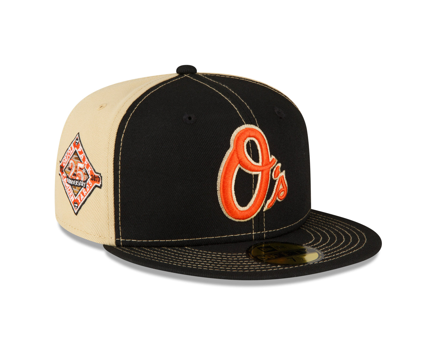 Men's Baltimore Orioles New Era Black/Vegas Gold 59FIFTY Fitted Hat Official Team Hat Sports Fan Cap Official MLB Team Hat Baseball Fan Cap