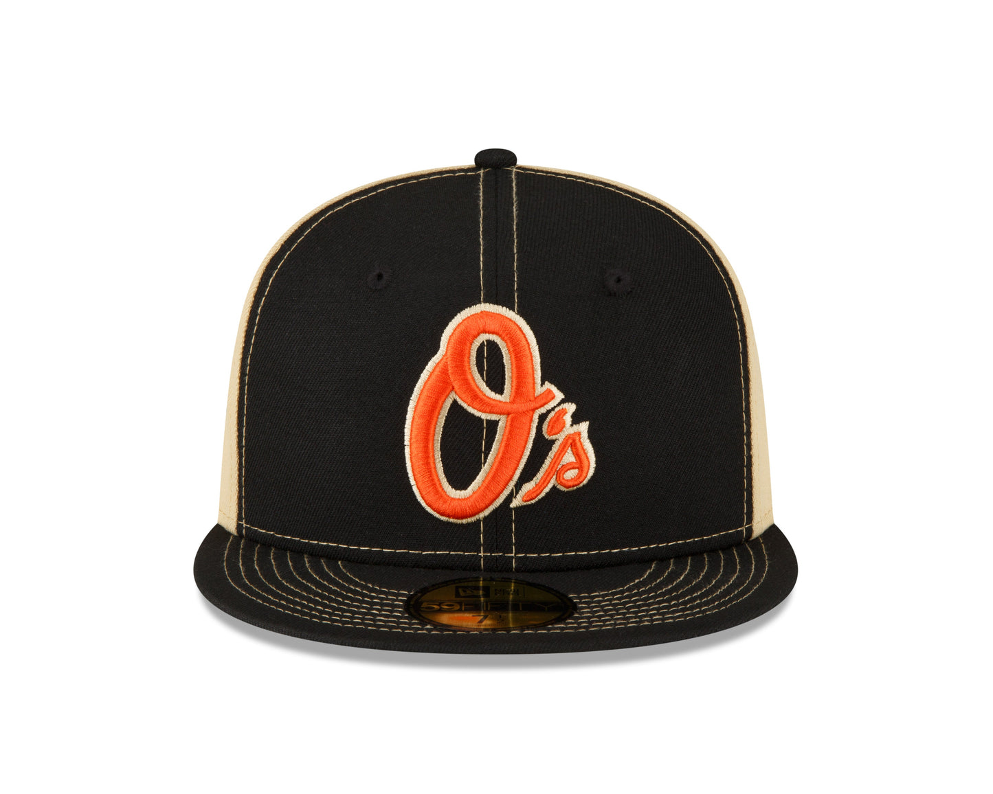 Men's Baltimore Orioles New Era Black/Vegas Gold 59FIFTY Fitted Hat Official Team Hat Sports Fan Cap Official MLB Team Hat Baseball Fan Cap