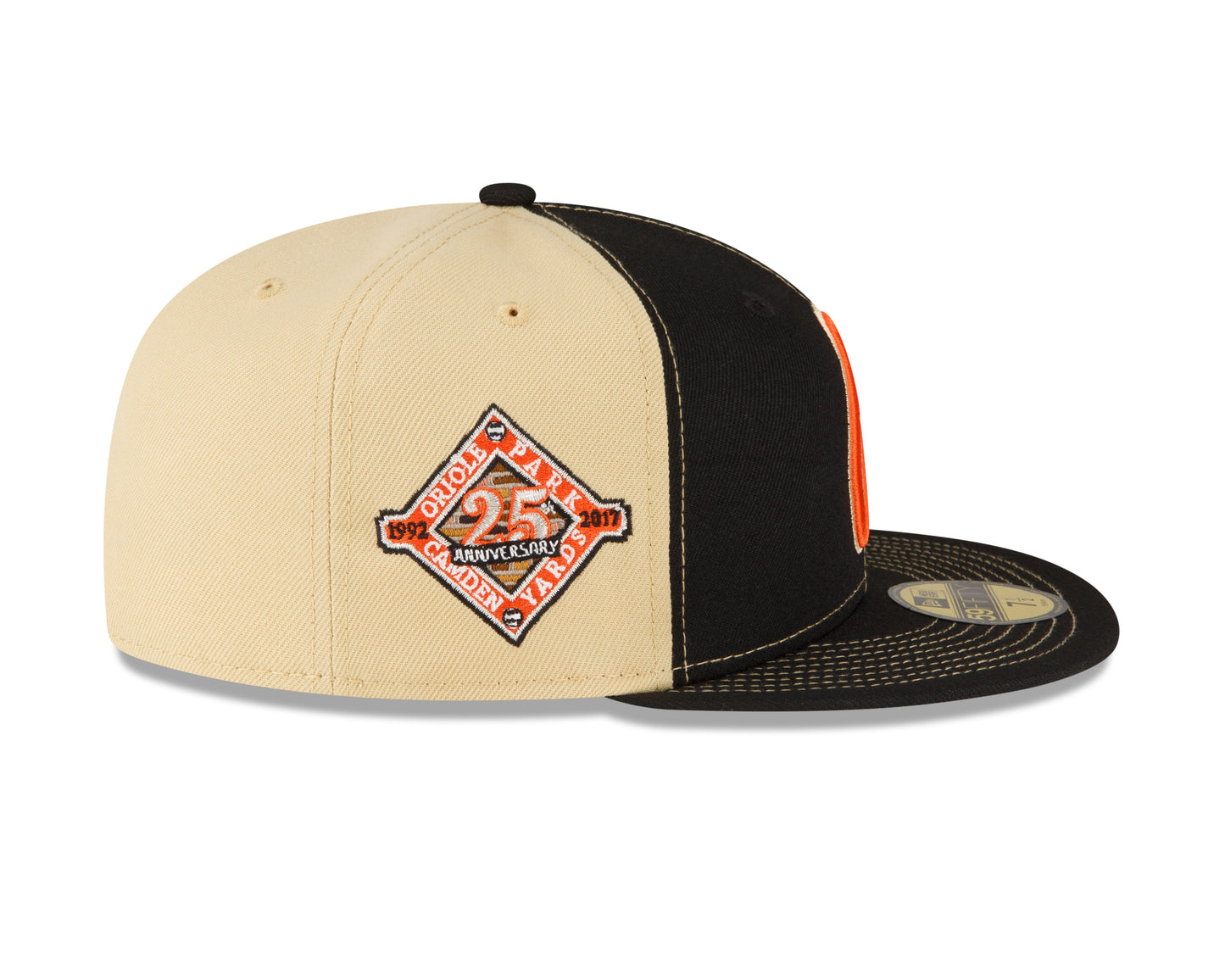 Men's Baltimore Orioles New Era Black/Vegas Gold 59FIFTY Fitted Hat Official Team Hat Sports Fan Cap Official MLB Team Hat Baseball Fan Cap