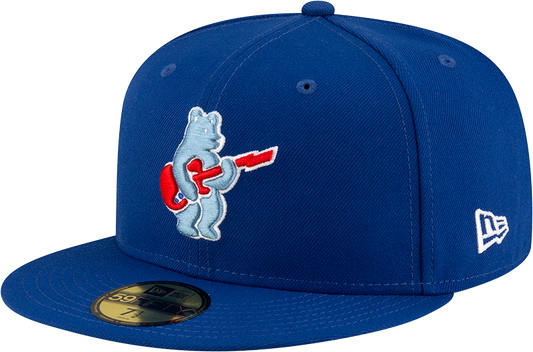 Men's Chicago Cubs New Era Royal Alternate Guitar Bear BP 59FIFTY Fitted Hat Official Team Hat Sports Fan Cap Official MLB Team Hat Baseball Fan Cap