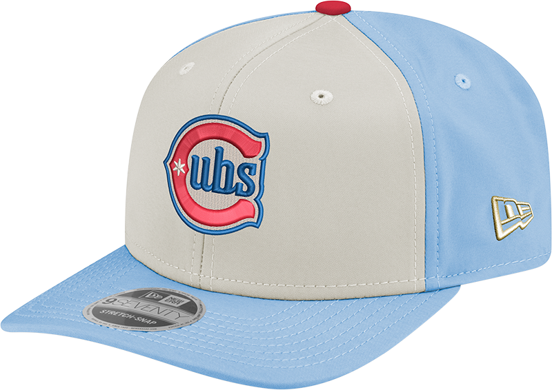 Chicago Cubs New Era Alternate 2 Chrome/ Sky Blue 9SEVENTY Hat Official Team Hat Sports Fan Cap Official MLB Team Hat Baseball Fan Cap
