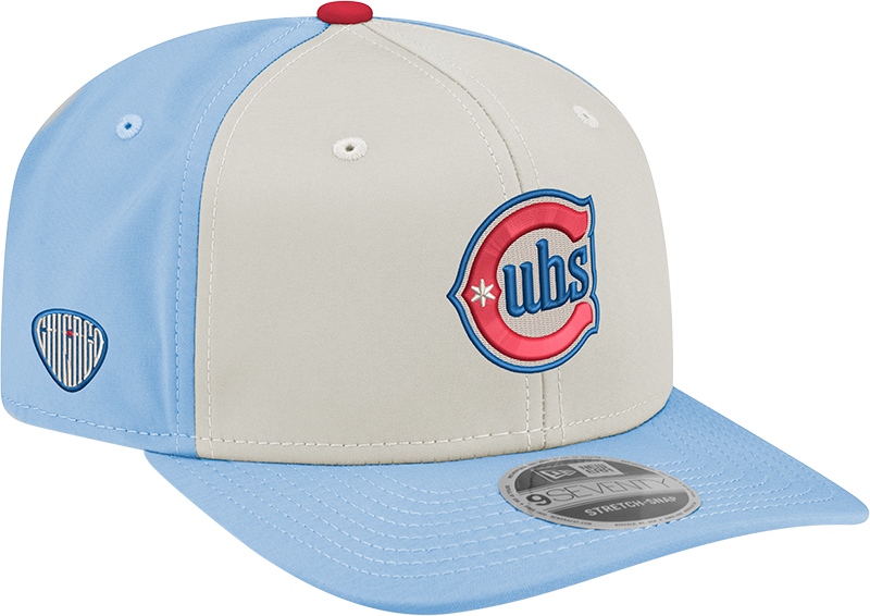 Chicago Cubs New Era Alternate 2 Chrome/ Sky Blue 9SEVENTY Hat Official Team Hat Sports Fan Cap Official MLB Team Hat Baseball Fan Cap
