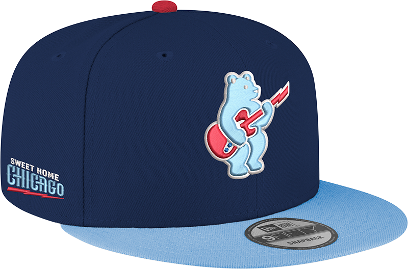 Chicago Cubs New Era Guitar Bear Alternate Navy/Sky Blue 9FIFTY Snapback Hat Official Team Hat Sports Fan Cap Official MLB Team Hat Baseball Fan Cap