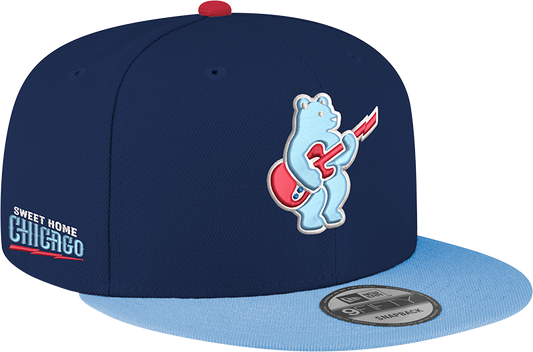 Chicago Cubs New Era Guitar Bear Alternate Navy/Sky Blue 9FIFTY Snapback Hat Official Team Hat Sports Fan Cap Official MLB Team Hat Baseball Fan Cap