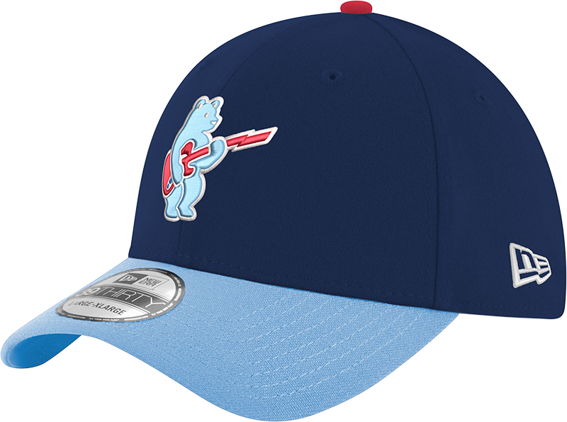Chicago Cubs 2nd Alternate Guitar Bear Navy/Sky Blue New Era 39THIRTY Flex Hat Official Team Hat Sports Fan Cap Official MLB Team Hat Baseball Fan Cap