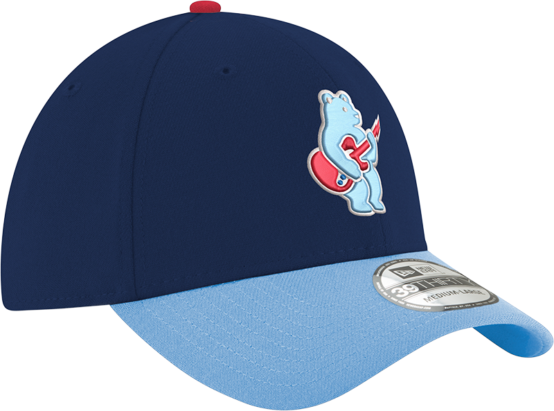 Chicago Cubs 2nd Alternate Guitar Bear Navy/Sky Blue New Era 39THIRTY Flex Hat Official Team Hat Sports Fan Cap Official MLB Team Hat Baseball Fan Cap