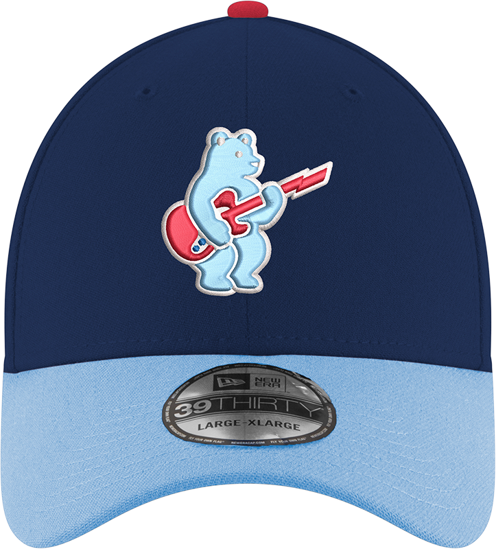 Chicago Cubs 2nd Alternate Guitar Bear Navy/Sky Blue New Era 39THIRTY Flex Hat Official Team Hat Sports Fan Cap Official MLB Team Hat Baseball Fan Cap